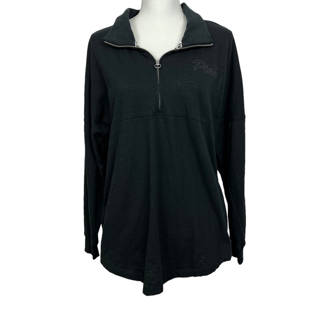 VICTORIA’S SECRET PINK Women’s Pullover Top Sz Small Color Black 10” Front Zip